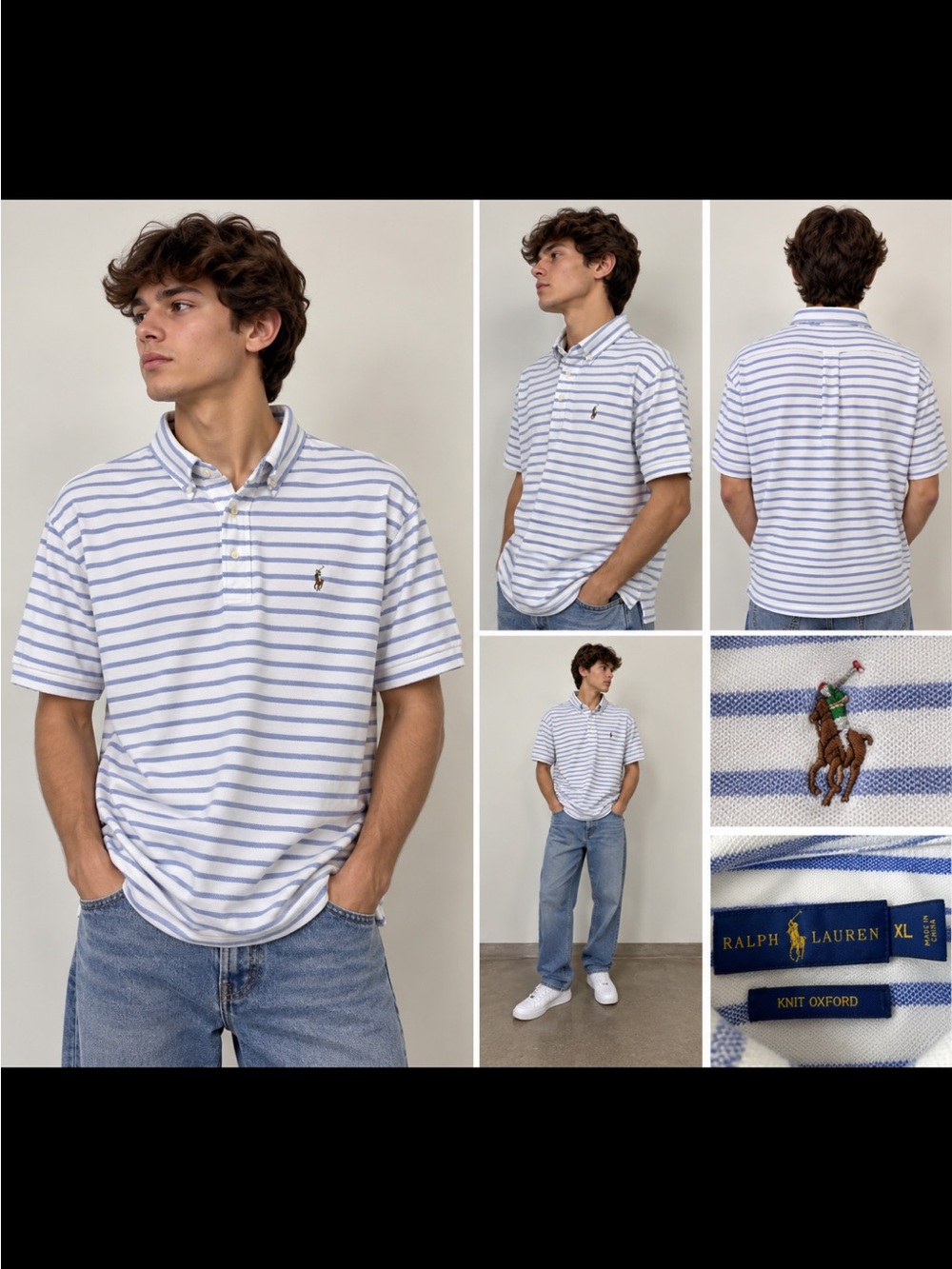 Polo by Ralph Lauren White & Light Blue Striped Polo
